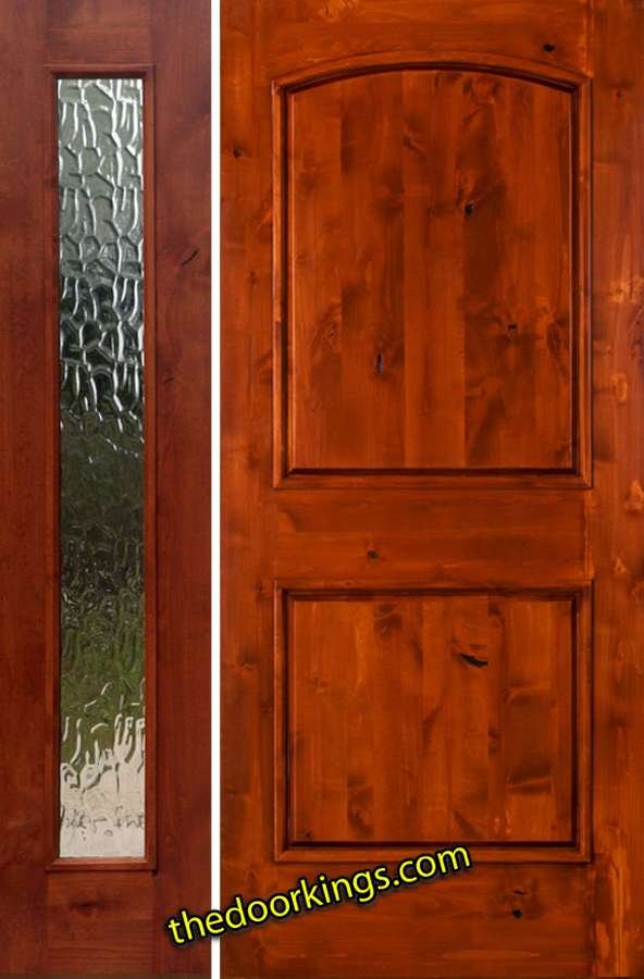 sw66 knotty alder wood door with one flemish sidelite